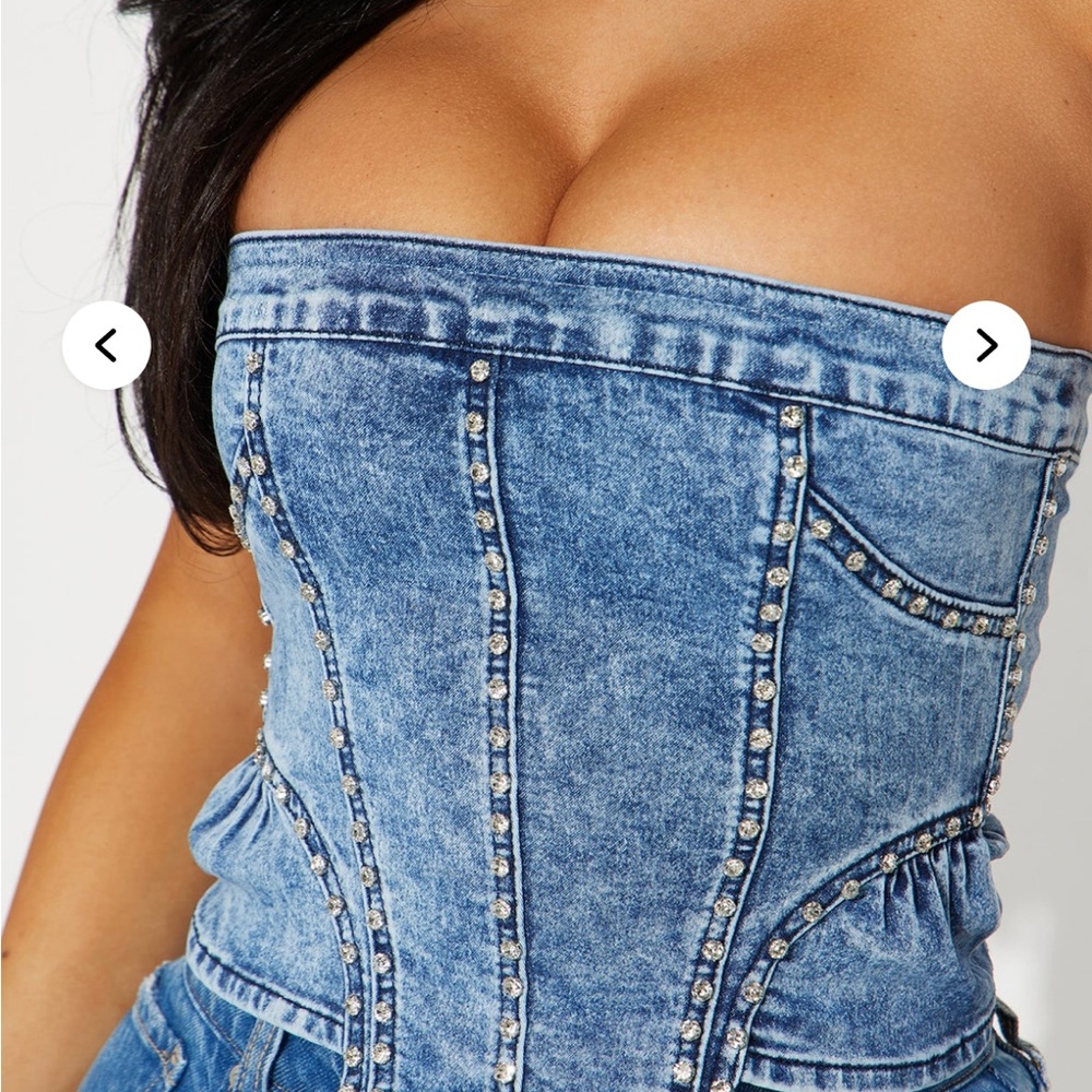 Denim and Diamond Strapless Top - Picture 2 of 2